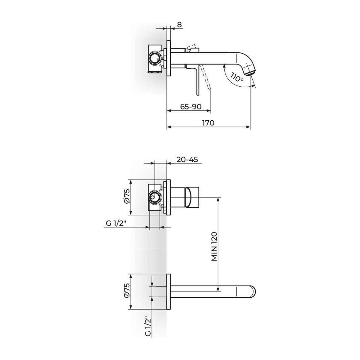 Rosan S2 Gold baterija za lavabo 231402G — slika 2