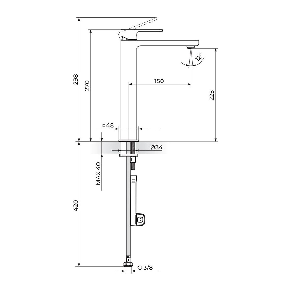 Rosan S2 baterija za lavabo – hladna voda 254209 — slika 2