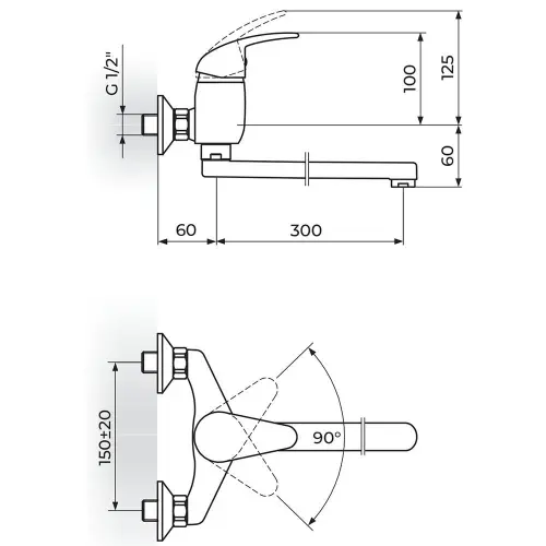 Rosan King baterija za sudoperu – lavabo izliv 300mm J321030 — slika 2