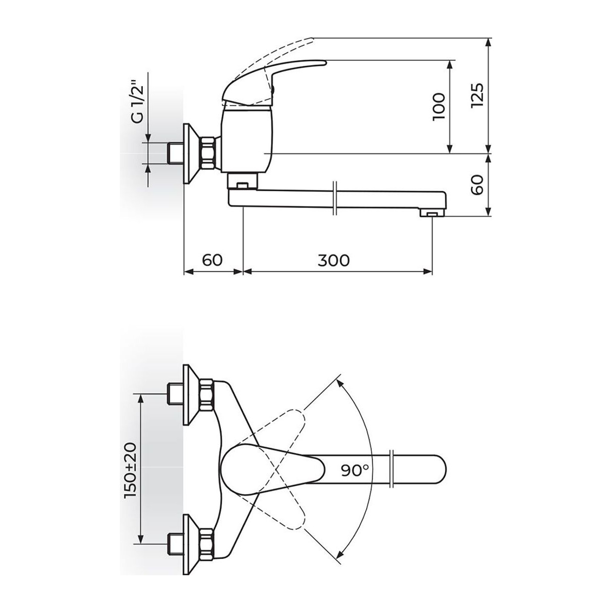 Rosan King baterija za sudoperu – lavabo izliv 300mm J321030 — slika 3