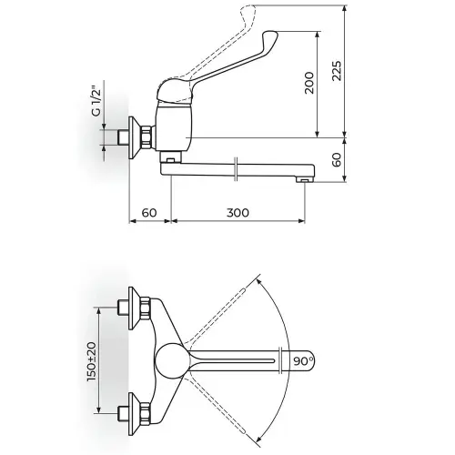 Rosan King baterija za sudoperu – lavabo izliv 300mm – lekarska J32L003 — slika 2