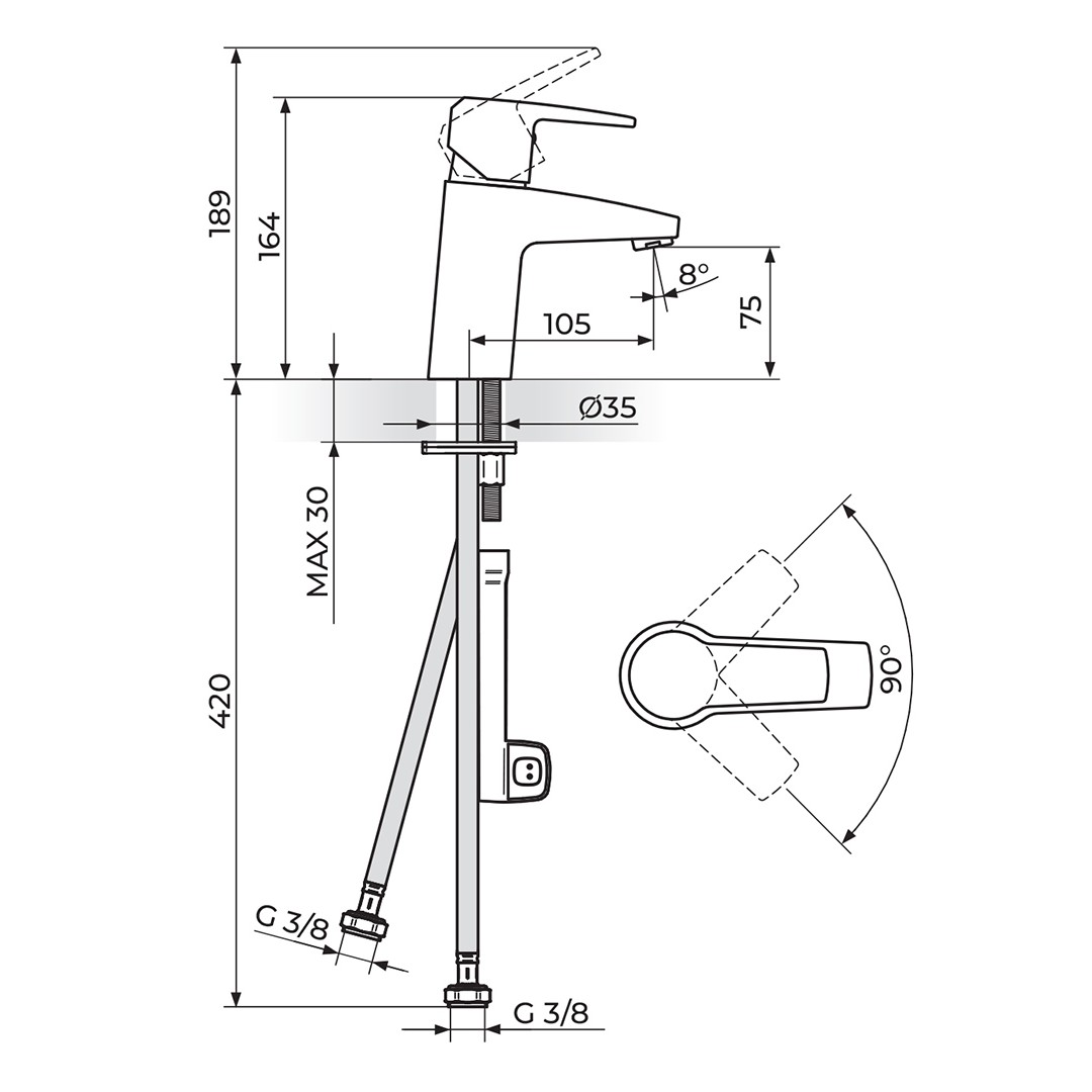Rosan Cubo3 baterija za lavabo JC30101 — slika 2