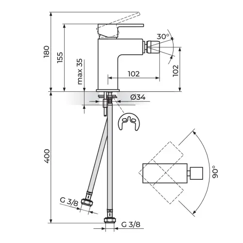 Rosan Quadro White baterija za bide JQ39101W — slika 2
