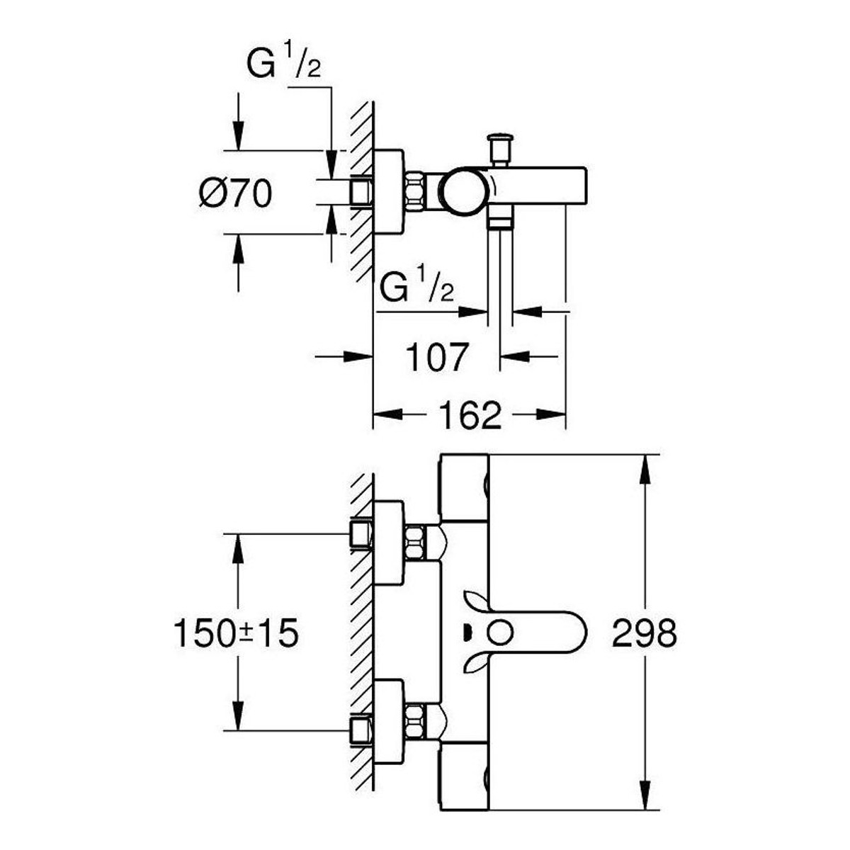 Grohe Essence termostatska baterija za kadu 34766000 — slika 4