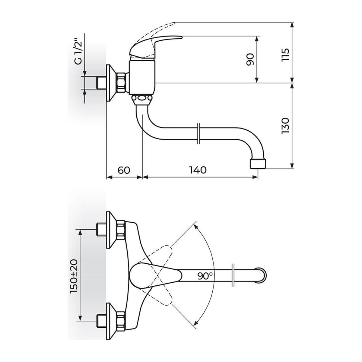 Rosan Perla uzidna baterija za sudoperu – lavabo izliv 140mm JP322014 — slika 3