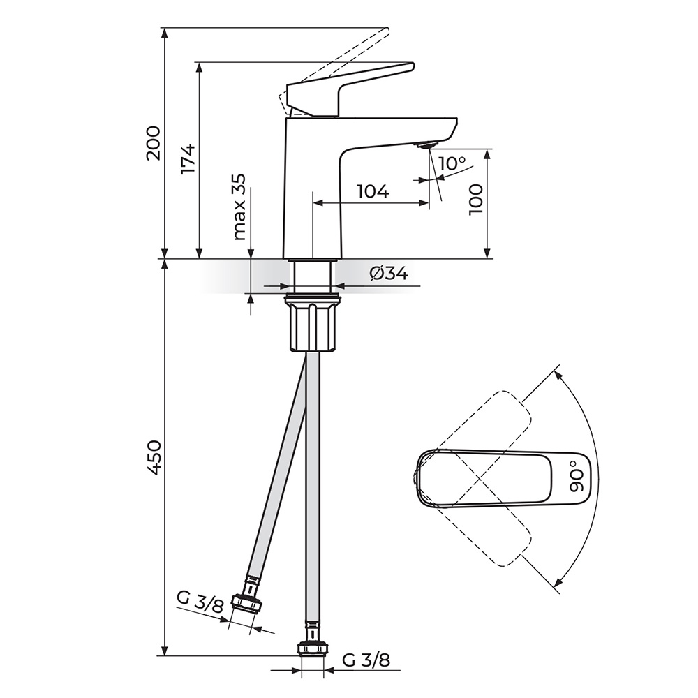 Rosan Stolz White baterija za lavabo 130101W — slika 2