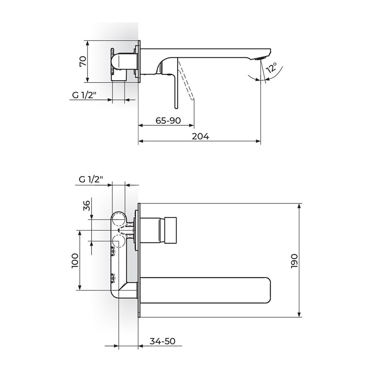 Rosan Quadro Black uzidna baterija za lavabo JQ31401BB — slika 2
