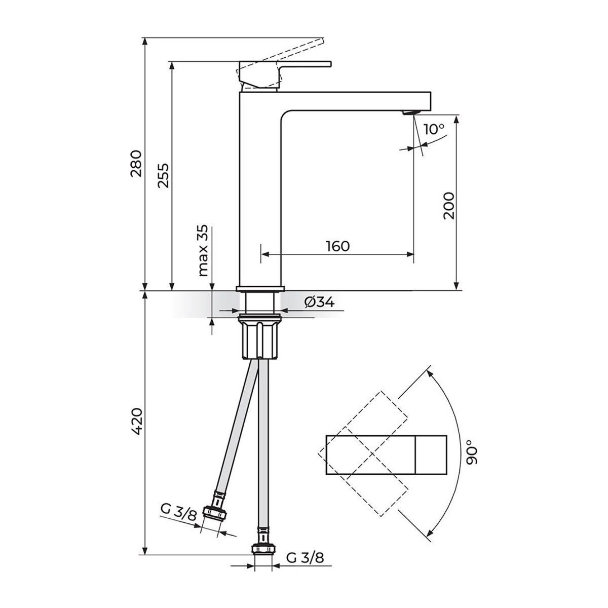 Rosan Quadro baterija za lavabo – L JQ30109 — slika 2