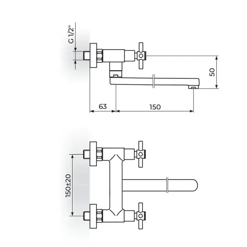 Rosan XO baterija za sudoperu – lavabo izliv 150mm XO32115 — slika 2