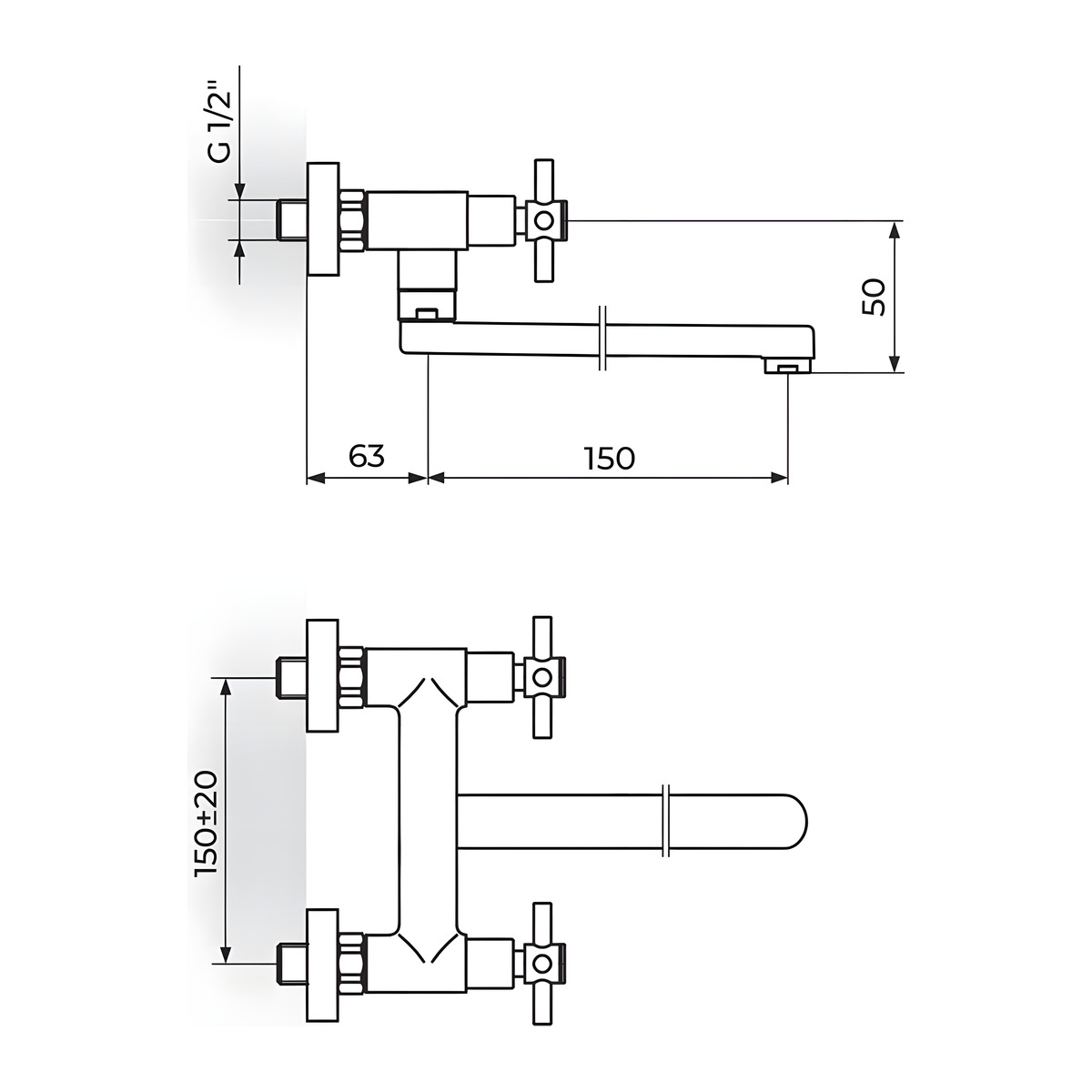 Rosan XO baterija za sudoperu – lavabo izliv 150mm XO32115 — slika 3