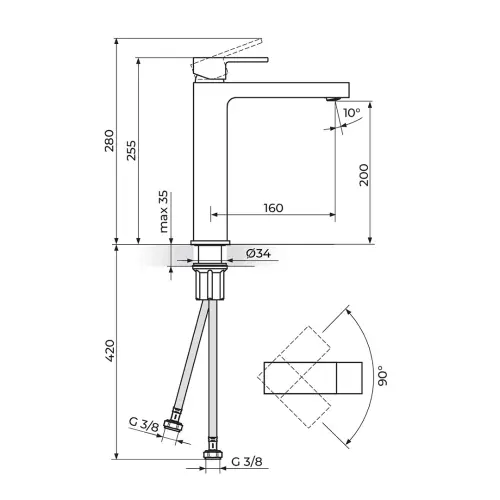 Rosan Quadro White baterija za lavabo – L JQ30109W — slika 2