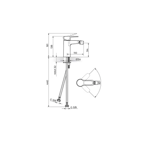 Rosan Blau baterija za bide crna B139100B — slika 2