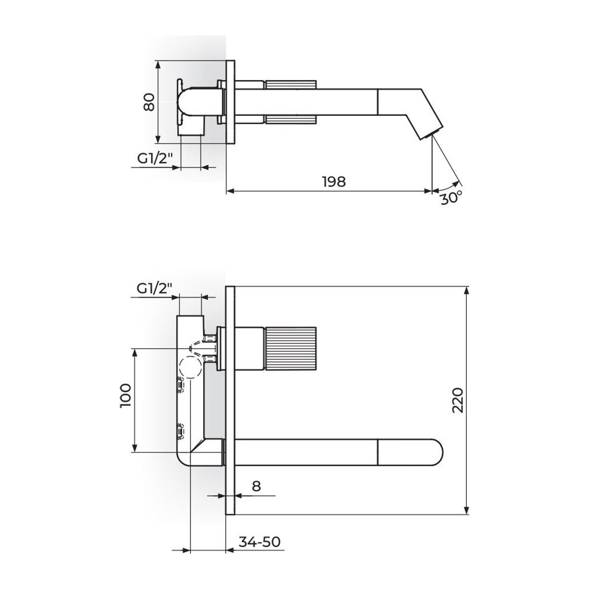 Rosan Stolz S4 uzidna baterija za lavabo 431401 — slika 2