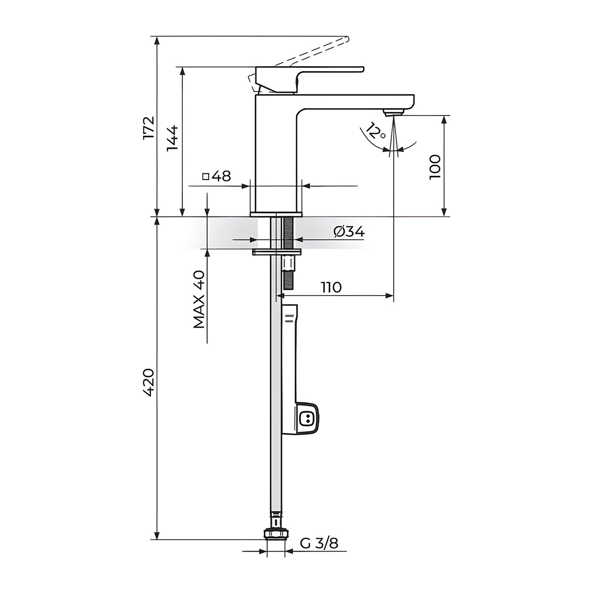 Rosan S2 baterija za lavabo – hladna voda 254201 — slika 2